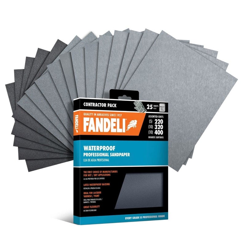Fandeli | Waterproof Sandpaper | for Car Polishing, Wooden Furniture Sanding and Metal Sanding | Water Resistant (Assorted Grits (220, 320, 400)) - Image 1